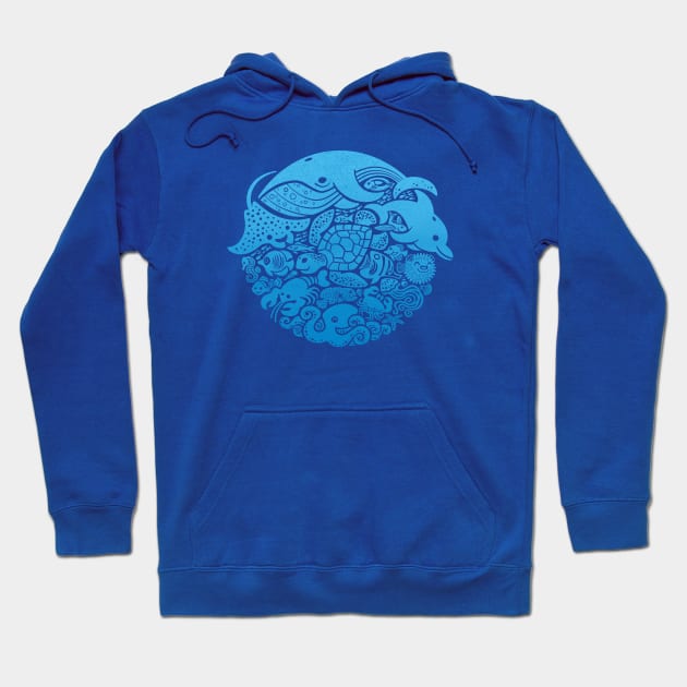 Aquatic Blues Hoodie by Waynem